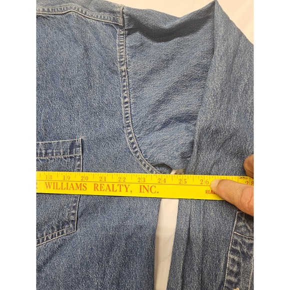 Vintage Warner Bros Looney Tunes New York Denim Shirt Mens Med Blue Embroidered - Picture 4 of 7